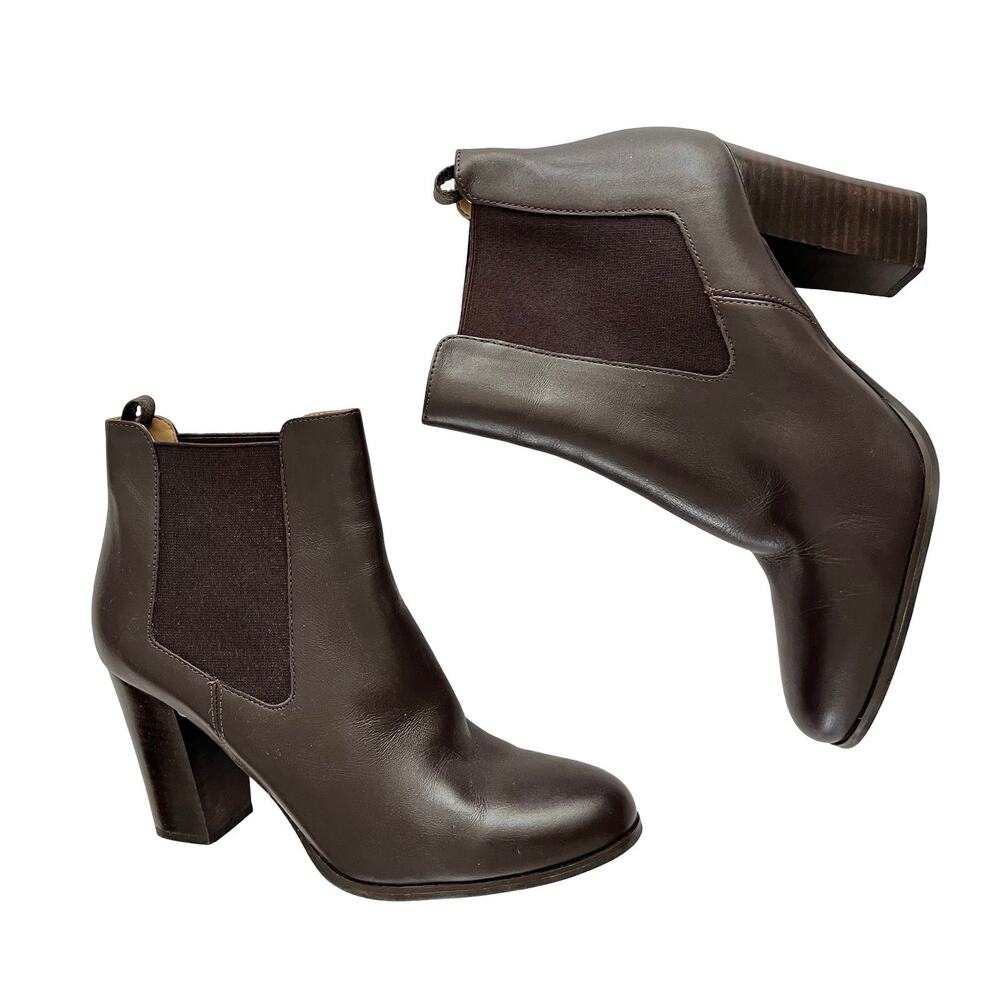 Michael Kors Womens Lottie High Heeled Leather Boots Size 9.5 Brown Classic